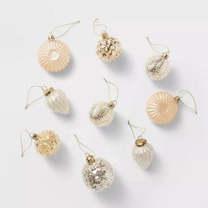 9pc Studio McGee Mercury Glass Christmas Ornament Set